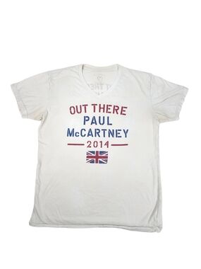 Paul McCartney "Out There" Tour 2014 V-Neck T-Shirt Medium Vintage Rock Beatles